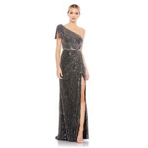 Mac Duggal 93735 Pearl Embellished Soft Tie One Shoulder Gown Dress 8